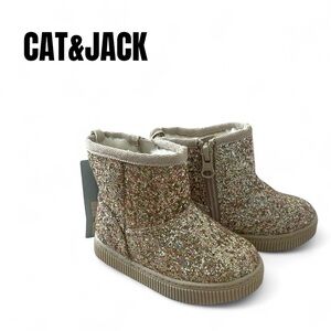 040 Cat & Jack Glittery Gold Kids Boots